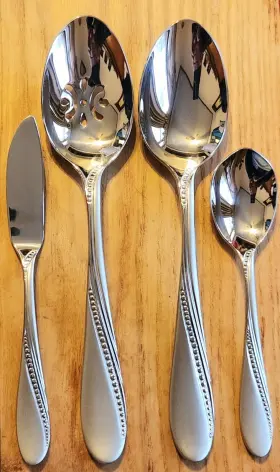 Oneida 078737222040 53 Satin Normandy 4 Pc Serving Set 3 Types Spoons Butter Knife Newinbox
