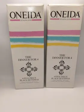 Oneida 078737260202 Lot Of 2 Banbury Stainless 5 Piece Place Setting Dinner For 4 Vintage New