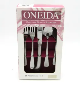 Oneida 078737637509 Post Road Stainless Steel Collection Contains 20 Pieces For Four New