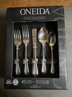 Oneida 078737856696 Satin Sand Dune Flatware 45pcs Set Serves 8 New In Box