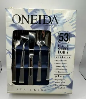 Oneida 078737927631 New 53 Count Centigrade 18/8 Usa Stainless Flatware Frosted