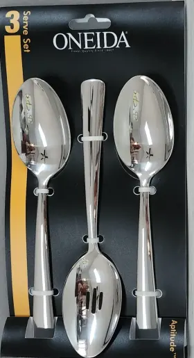 Oneida 079363004093 Aptitude Serving Spoons Set Of 3 Stainless Steel Dishwasher Safe New