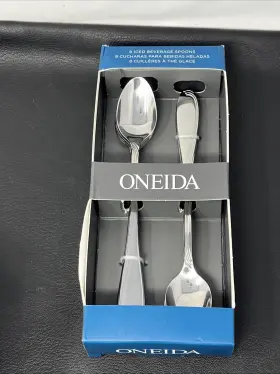 Oneida 079363144829 Camber Cresta Windswept Scroll Iced Beverage Spoons 7.5 Inch Lot Of 8