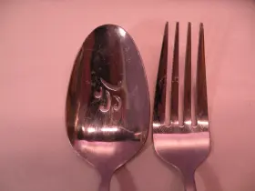 10097817 Oneida Silver Bohemian Cold Meat Serving Fork And Spoon Slotted Ge1 #2