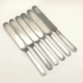1913 Oneida Silverplate Knife Jefferson Blunt Simeon George Rogers Flatware 6pc Set #2