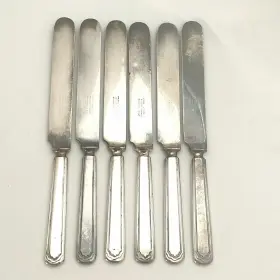 1913 Oneida Silverplate Knife Jefferson Blunt Simeon George Rogers Flatware 6pc Set #3