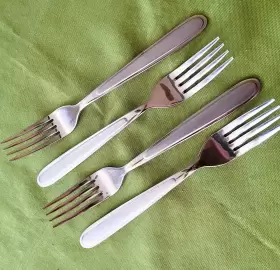 205077 Oneida 4 Salad Forks Peninsula Castle Jordan Laura Frost Center Glossy Edge