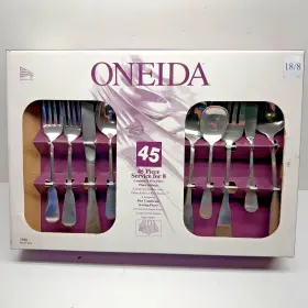 2750045c Oneida Stainless 45 Piece Service For 8 Unused 18/8 Flatware - New Read
