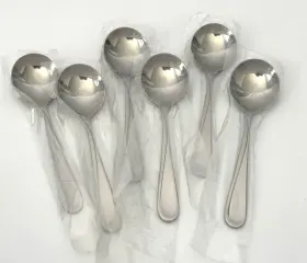 2865sblf Oneida 6 Bouillon Soup Spoons Flight Stainless 1880 Round New