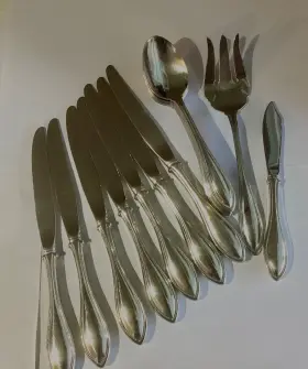 2905045h Oneida 16pc Used American Harmony Beaded Flatware