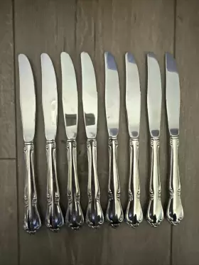 72464 Oneida Oneidacraft Deluxe Stainless Chateau 8 Hollow Handle Dinner Knives 8.5 Inch Glossy