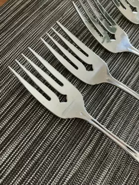 72702 Oneida Vtg Stainless Gala Impulse 4 Salad Forks Usa Glossy Bead Tip Mcm 6 3/8 Inch #3