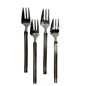 Oneida 885133621410 Vtg Inox 18/10 S Anchor Set Of 4 Cocktail Seafood 6.25 Inch Forks Goldtone Stripe #2