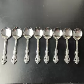 896569 Oneida Michelangelo 18/10 Stainless Steel Round Bowl Soup Spoon Set Of Eight 8