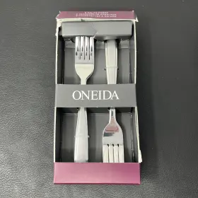 897483 Oneida Jordan Frosted Salad Fork Peninsula Laura Castle Stainless Lot Of 8