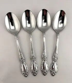 9-254 Oneida Wordsworth 4pc Dinner Spoon Set 18/0 Stainless Flatware Silverware Floral