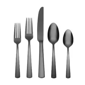 90599953 Oneida 20pc Stainless Steel Aptitude Glossy Midnight Flatware Set