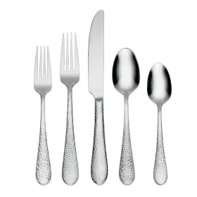 90599963 Oneida 45pc Stainless Steel Tibet Hammered Flatware Set