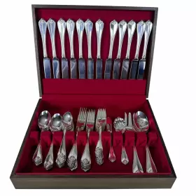 1881 Oneida 971 65 Pcs King James Rogers Silverplate Flatware Silverware In Box