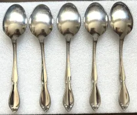 Aa-13 Oneida Stainless Glossy Strathmore 18/8 Usa Set 5 Tablespoons 6 3/4 Inch Flatware #2