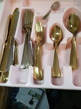 B1025020al21 Oneida Gold Aptitude Champagne 45 Piece Flatware Set 8 Person Serving #3