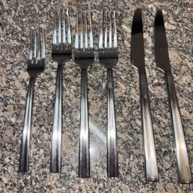 Oneida B1033fdnawm Reverso Lot Of 6 Pcs Forged Stainless Steel Flatware