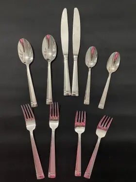 F-1003 Oneida Amsterdam Dinnerware Stainless 10 Pc Set Of 2 Each