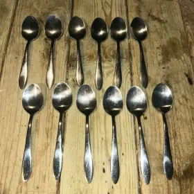 H037001e-12 Oneida 12 Taylor Everyday Stainless Steel Soup Spoons 7 Inch
