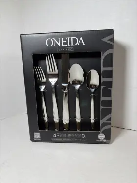Oneida H222045al20 Camlynn Mirror 45 Piece Flatware Set Service For 8 Stainless Steel