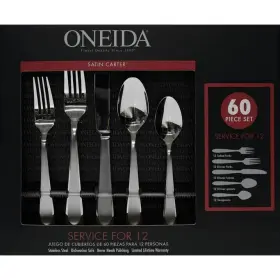 H310060awm Oneida Satin Carter 60-piece Stainless Steel Flatware Set Service For 12 #2
