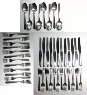 Oneida Hotel Plate Redwood 021 Silver Flatware 44 Pieces Spoons Knives Forks Read