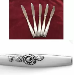 Ins612 Oneida Set 5 Our Rose Stainless Sss Flatware Dinner Knives Knife