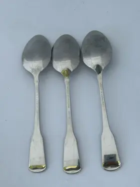 M6220 Oneida Sandhurst Cube Stainless Soup Spoons Glossy Flatware Lot Of 3 #2