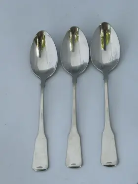 M6220 Oneida Sandhurst Cube Stainless Soup Spoons Glossy Flatware Lot Of 3