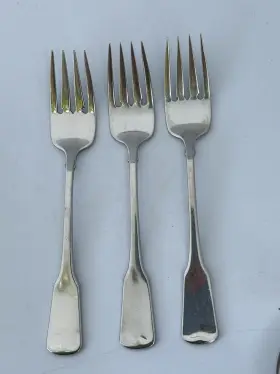 M6222 Oneida Sandhurst Cube Stainless Salad Dessert Fork Glossy Flatware Lot Of 3