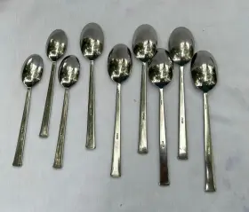 M6517 Oneida Lot Of 9 Stainless Sunnybrook 6 Oval Soup Spoons 3 Teaspoons #2