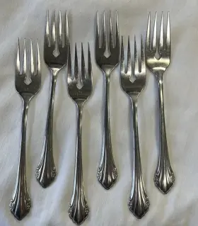 M7688 Oneida Ltd Stainless Repose Salad Fork Floral Rogers 6 Pc Set
