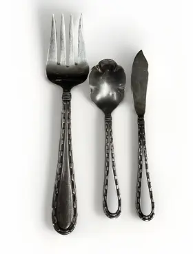 M8569 Oneida Madrid Stainless Flatware 3 Pc Master Butter Knife Meat Fork Sugar Spoon