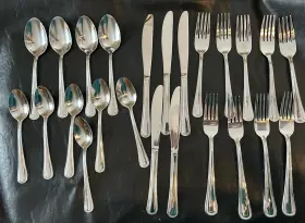 Oneida M9142 Tress Hollis Stainless 23 Pc Glossy Outline Round Tip Flatware