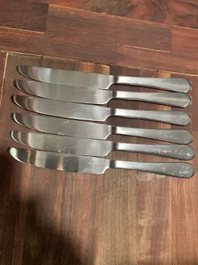 Nn-16 Oneida Icarus 6 Pc Set Dinner Knifes Stainless Steel 18/0 Silver 9.4 Inch In Flatware