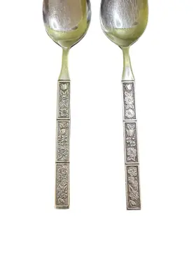 73363 Oneida/northland Stainless Spring Fever Pattern Serving Spoons Korea Set Of 2 #2