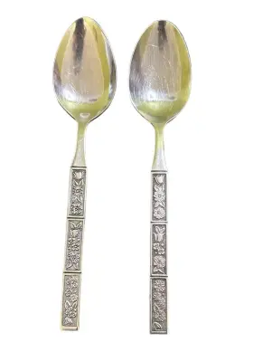 73363 Oneida/northland Stainless Spring Fever Pattern Serving Spoons Korea Set Of 2