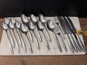 Ohs278 Oneida Simeon And George H Rogers Stainless Flatware Ltd 18pc Spoons Knives