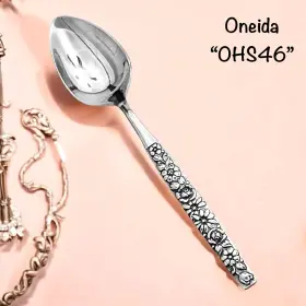 Ohs46 Oneida Silver Stainless Northland Black Floral Accents Flatware Teaspoon