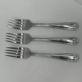 Ohs471 Oneida Silver Salad Fork Lot Of 3 Forks Stainless Beaded Edge Tipped