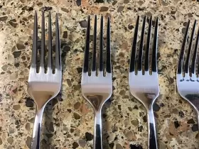 Ohs492 Oneida 7 Dinner Forks Stainless Flatware Glossy Wide Center Flat Tip #3