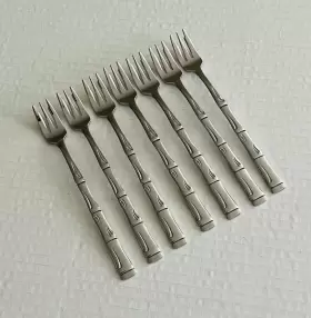 Ohs50 Oneida Northland Stainless Japan Set Of 7 Cocktail Forks Bamboo Glossy