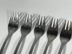 Ohs75 Oneida 8 Pc Japan Northland Stainless Cocktail Forks 6 Inch Black Scrolls #3