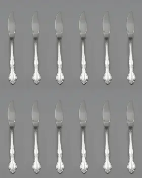 Fkix12 Oneida Ohsaff/fkix12 Silverplate Affection 1960 Fish Knives - Set Of Twelve Nos Usa