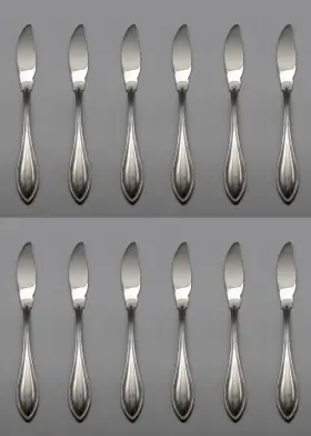 Fkix12 Oneida Ohsarb/fkix12 Stainless Arbor / American Harmony - Fish Knives Set Of Twelve Nos Usa